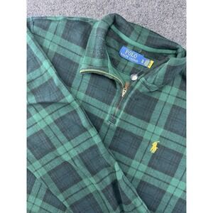 Polo Ralph Lauren Green Plaid Quarter Zip Pullover Sweater XL